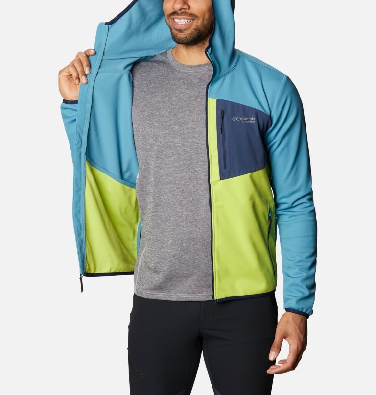 Men's Columbia Peak Pursuit Tech Hoodie Jackets Turquoise / Lemon | CA-KC601