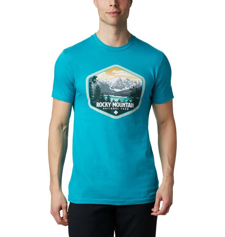 Men\'s Columbia Pegasus Cotton T Shirts Turquoise | CA-R1A60