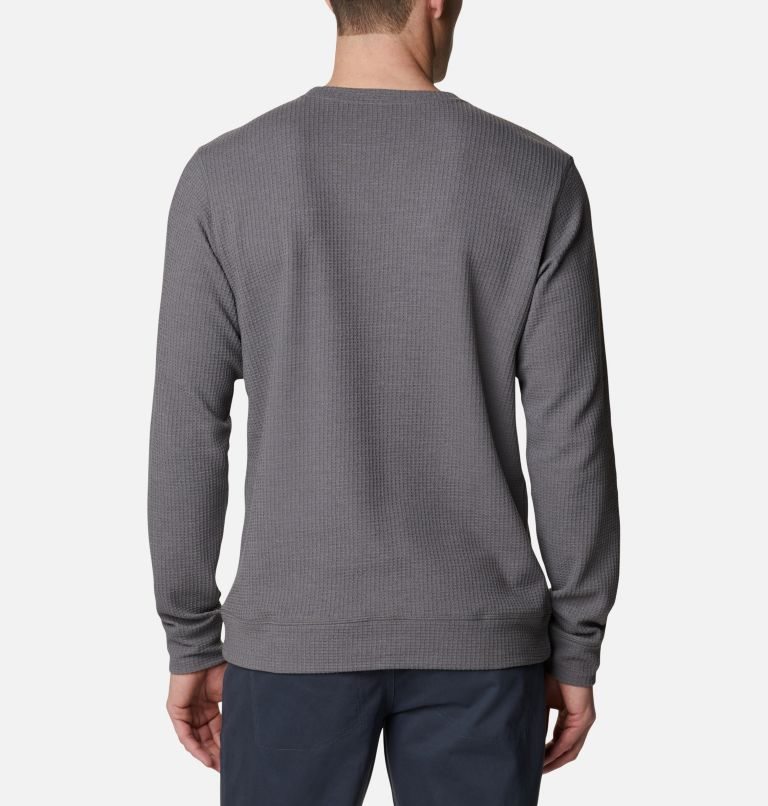Men's Columbia Pine Peak Waffle Long Sleeve Crew Sweatshirts Grey | CA-A6LA8