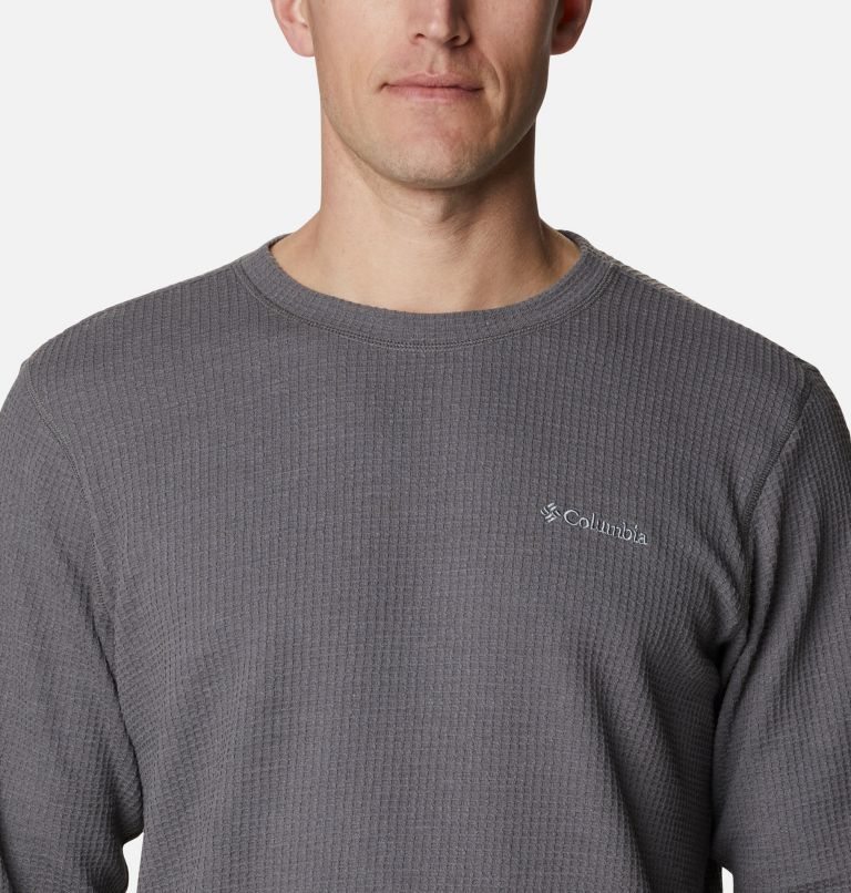 Men's Columbia Pine Peak Waffle Long Sleeve Crew Sweatshirts Grey | CA-A6LA8