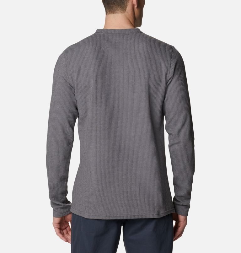 Men's Columbia Pine Peak Waffle Long Sleeve Henley Sweatshirts Grey | CA-Y6A83