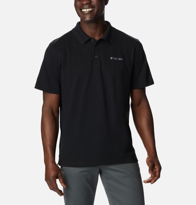 Men\'s Columbia Pines Terrace Polo Shirts Black | CA-H6140