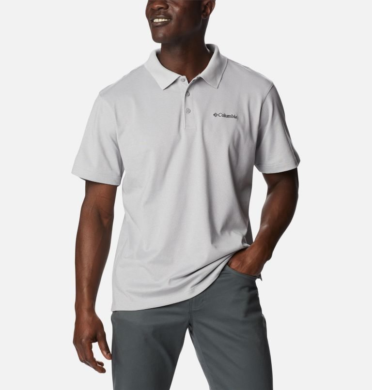 Men's Columbia Pines Terrace Polo Shirts Light Grey | CA-J1C53