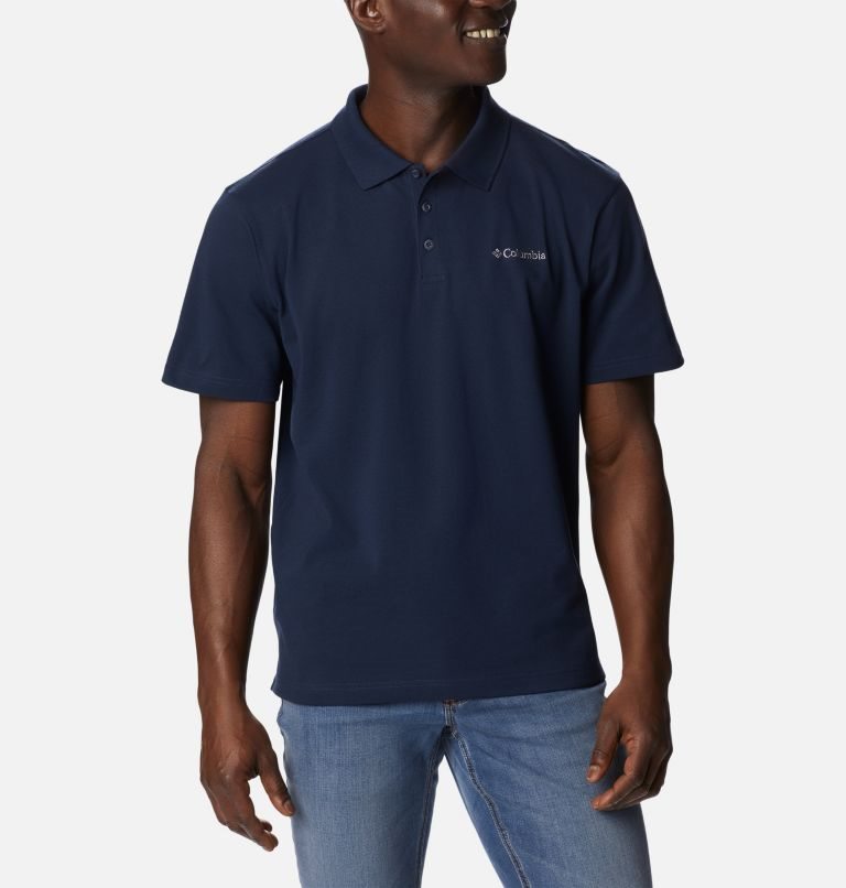 Men's Columbia Pines Terrace Polo Shirts Navy | CA-V34L6