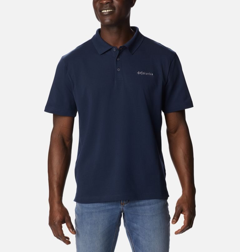Men\'s Columbia Pines Terrace Polo Shirts Navy | CA-V34L6