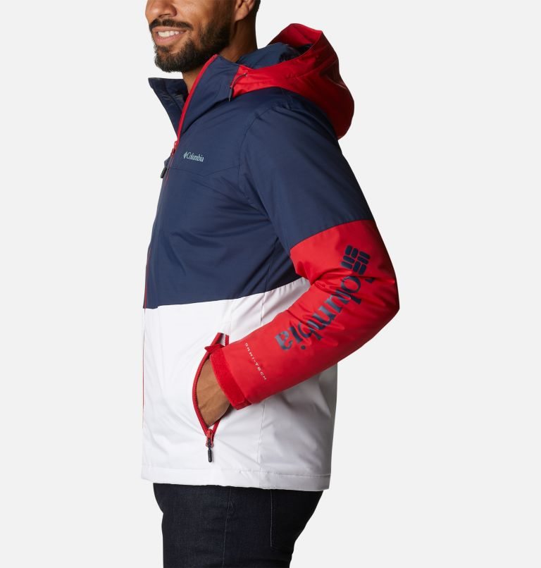 Men's Columbia Point Park Insulated Jackets Navy / White / Red | CA-N0A81
