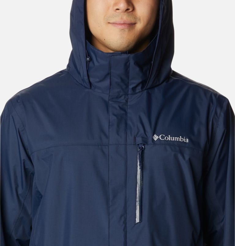 Men's Columbia Pouration Rain Jackets Navy | CA-E35C4
