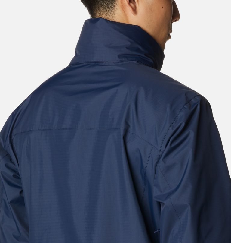 Men's Columbia Pouration Rain Jackets Navy | CA-E35C4