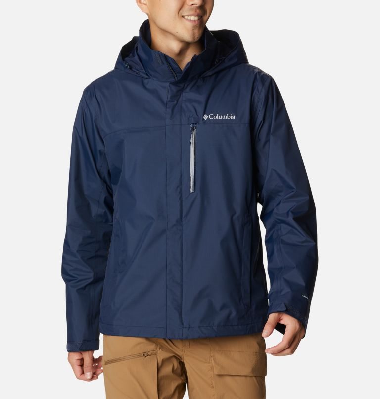 Men\'s Columbia Pouration Rain Jackets Navy | CA-E35C4