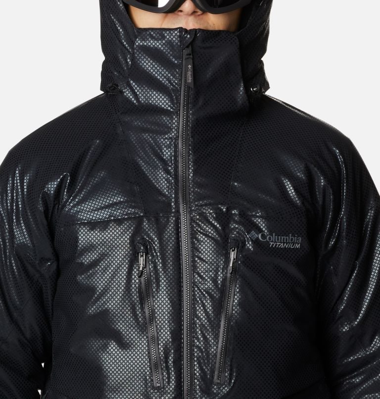 Men's Columbia Powder Keg Black Dot Down Jackets Black | CA-UA403