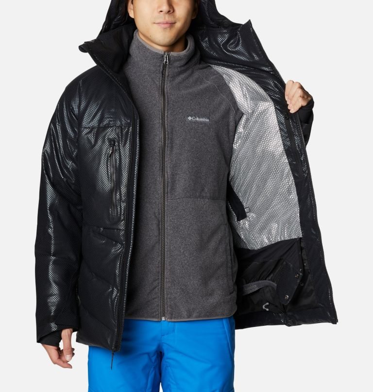 Men's Columbia Powder Keg Black Dot Down Jackets Black | CA-UA403