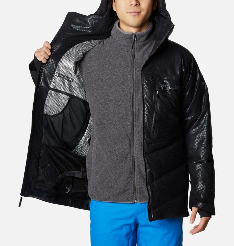 Men's Columbia Powder Keg Black Dot Down Jackets Black | CA-UA403