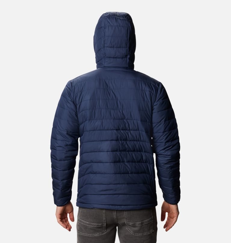 Men's Columbia Powder Lite Hooded Insulated Jackets Navy | CA-I3A1C