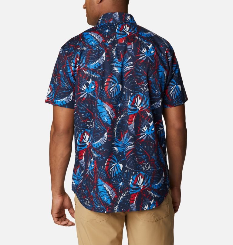 Men's Columbia Rapid Rivers Printed Short Sleeve Shirts Navy | CA-D3641