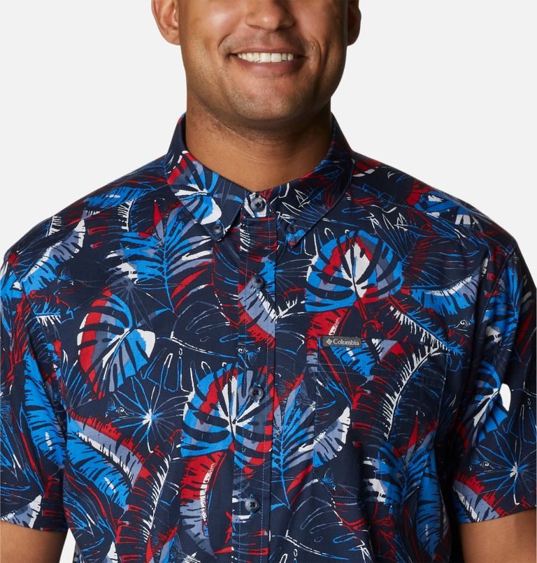 Men's Columbia Rapid Rivers Printed Short Sleeve Shirts Navy | CA-D3641