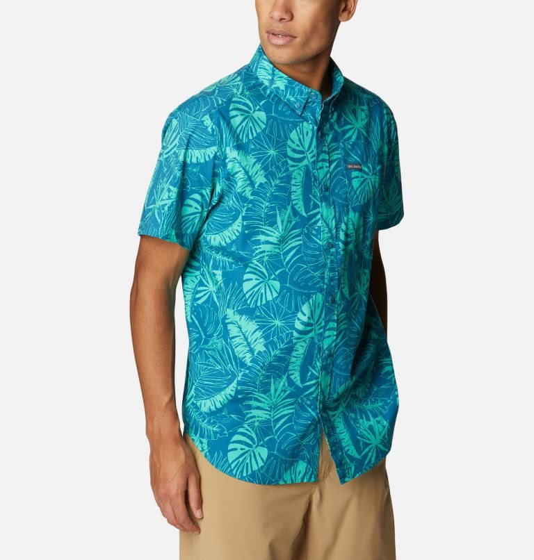 Men's Columbia Rapid Rivers Printed Short Sleeve Shirts Turquoise | CA-P318A