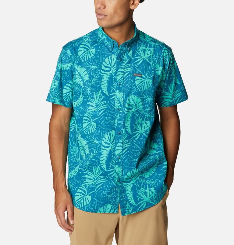 Men\'s Columbia Rapid Rivers Printed Short Sleeve Shirts Turquoise | CA-P318A