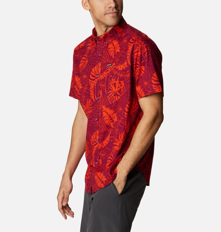 Men's Columbia Rapid Rivers Printed Short Sleeve Shirts Red | CA-U8140