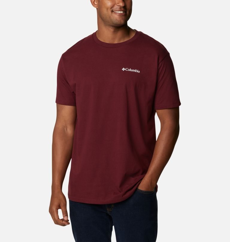 Men's Columbia Ratoon Graphic T Shirts Burgundy | CA-D6AL8