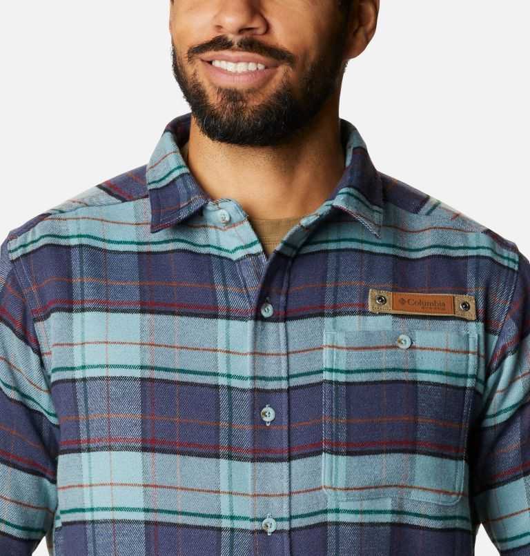Men's Columbia Roughtail Field Heavyweight Flannel Shirts Turquoise / Navy | CA-A0A36