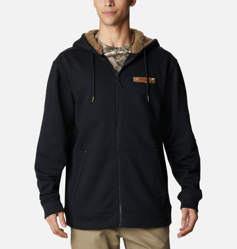 Men\'s Columbia Roughtail Sherpa Lined Field Hoodie Black | CA-UAC43