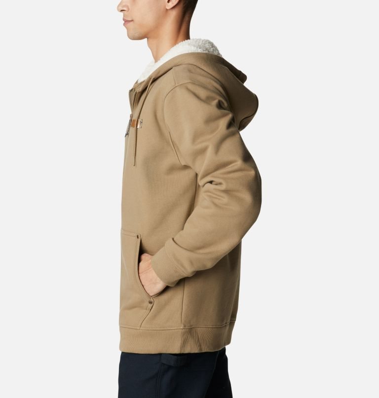 Men's Columbia Roughtail Sherpa Lined Field Hoodie Light Brown | CA-ZAC56