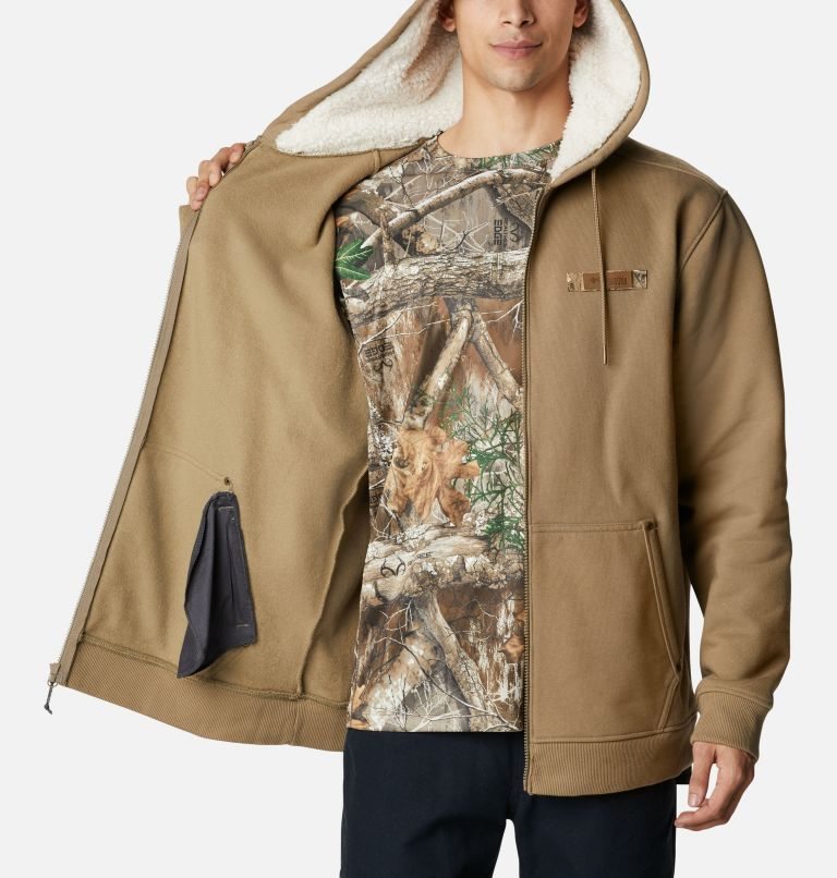 Men's Columbia Roughtail Sherpa Lined Field Hoodie Light Brown | CA-ZAC56