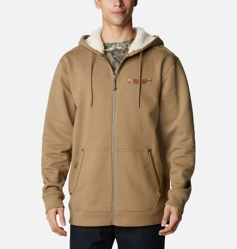 Men\'s Columbia Roughtail Sherpa Lined Field Hoodie Light Brown | CA-ZAC56