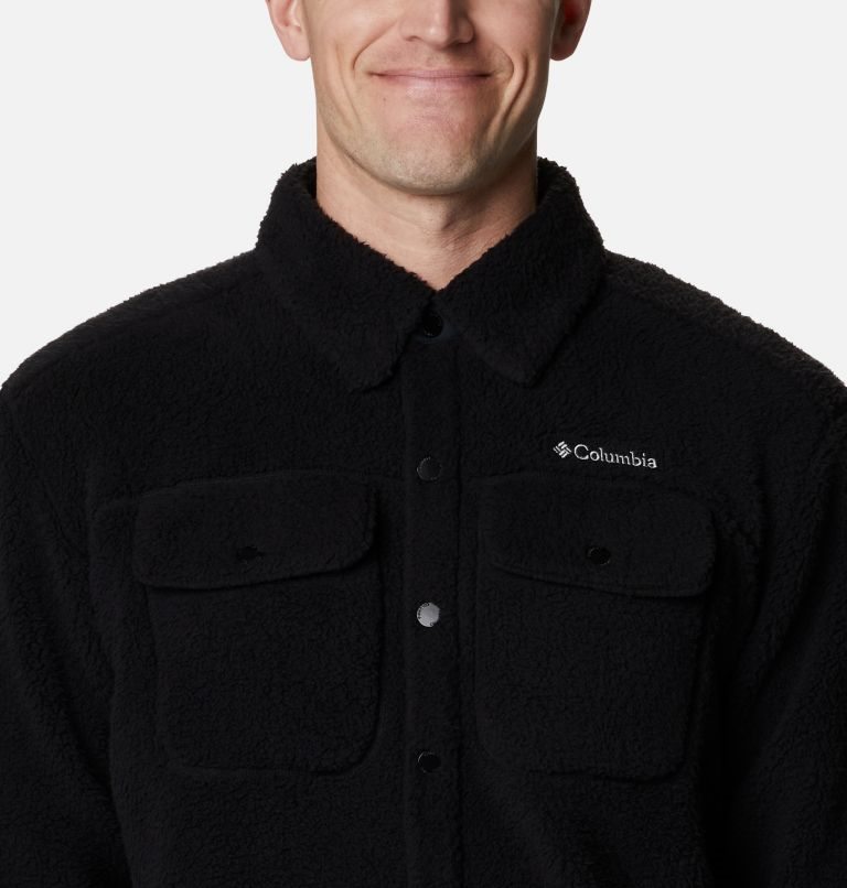 Men's Columbia Rugged Ridge Sherpa Shirts Black | CA-L30AC