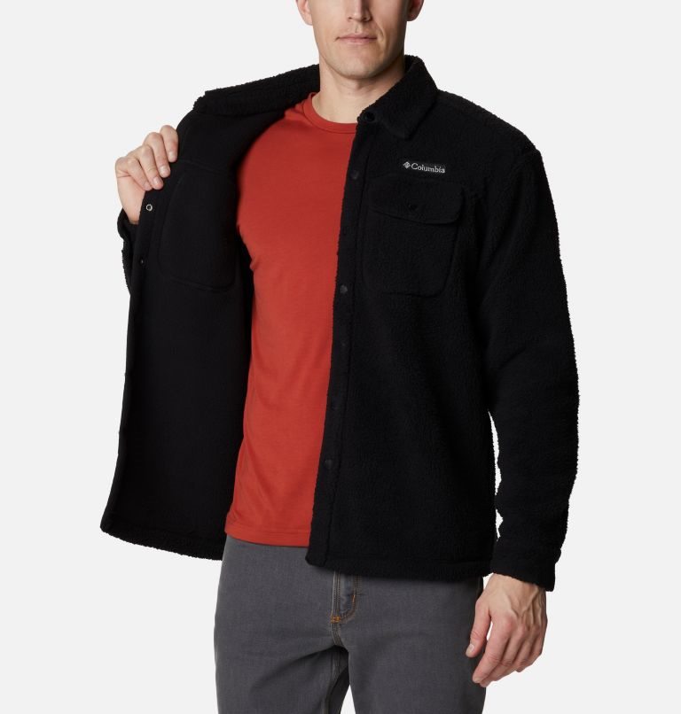 Men's Columbia Rugged Ridge Sherpa Shirts Black | CA-L30AC