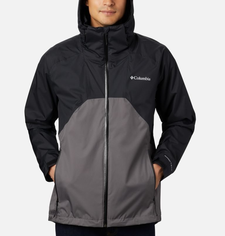 Men's Columbia Scape Rain Jackets Black / Grey | CA-N43L6