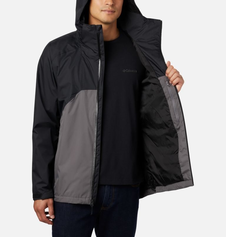 Men's Columbia Scape Rain Jackets Black / Grey | CA-N43L6
