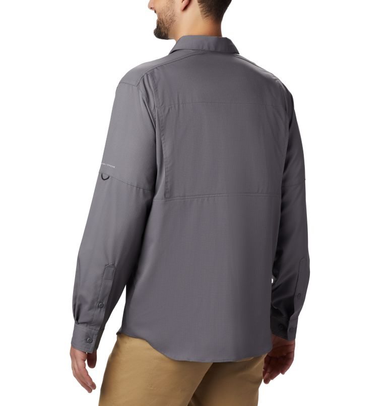 Men's Columbia Silver Ridge Lite Long Sleeve Shirts Dark Grey | CA-DA105