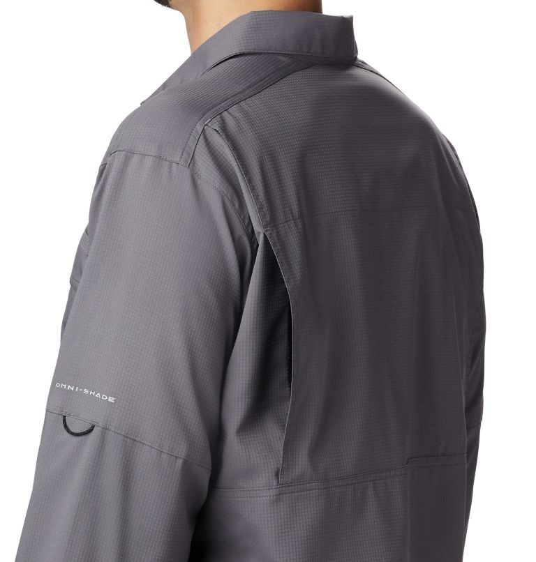 Men's Columbia Silver Ridge Lite Long Sleeve Shirts Dark Grey | CA-DA105