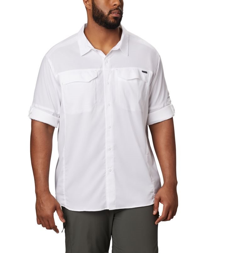 Men's Columbia Silver Ridge Lite Long Sleeve Shirts White | CA-Z83L6
