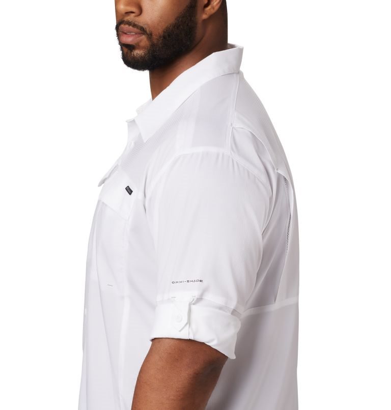 Men's Columbia Silver Ridge Lite Long Sleeve Shirts White | CA-Z83L6