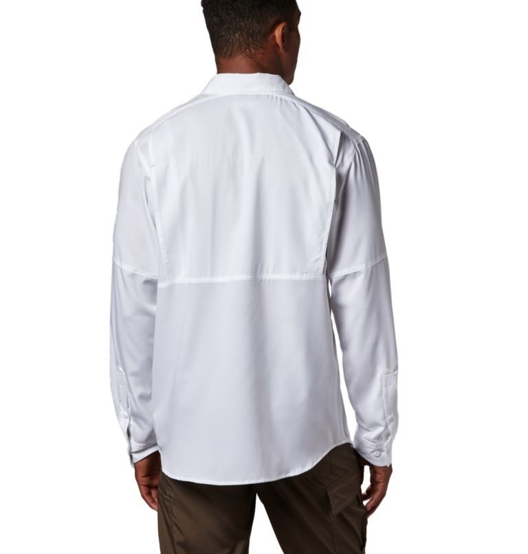Men's Columbia Silver Ridge Lite Long Sleeve Shirts White | CA-Z83L6