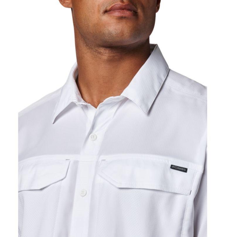 Men's Columbia Silver Ridge Lite Long Sleeve Shirts White | CA-Z83L6