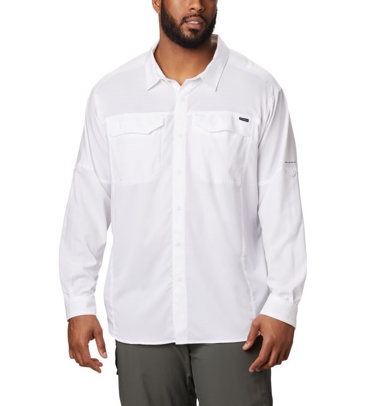 Men\'s Columbia Silver Ridge Lite Long Sleeve Shirts White | CA-Z83L6