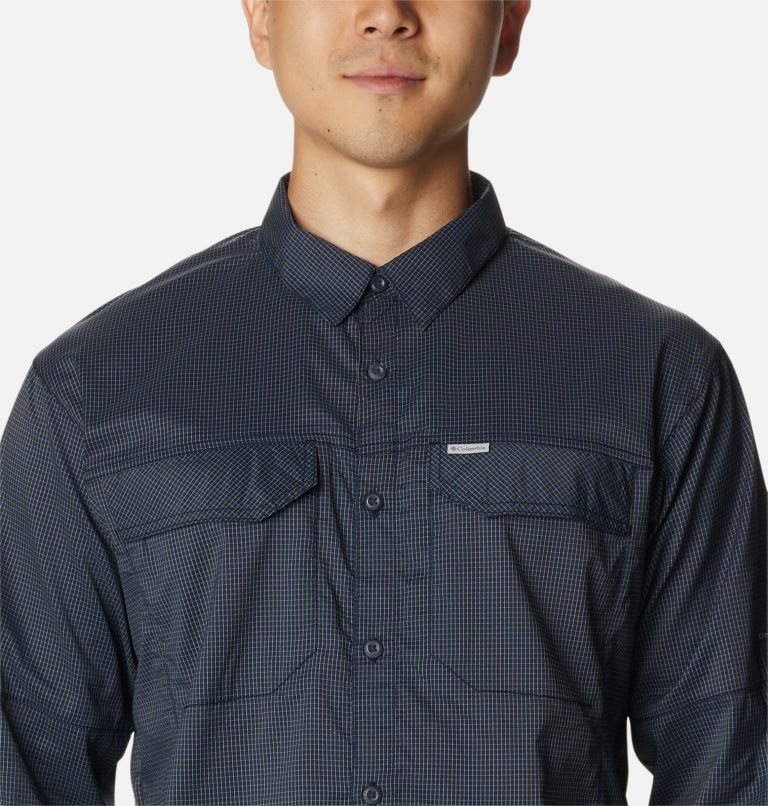 Men's Columbia Silver Ridge Lite Plaid Long Sleeve Shirts Navy | CA-AL814