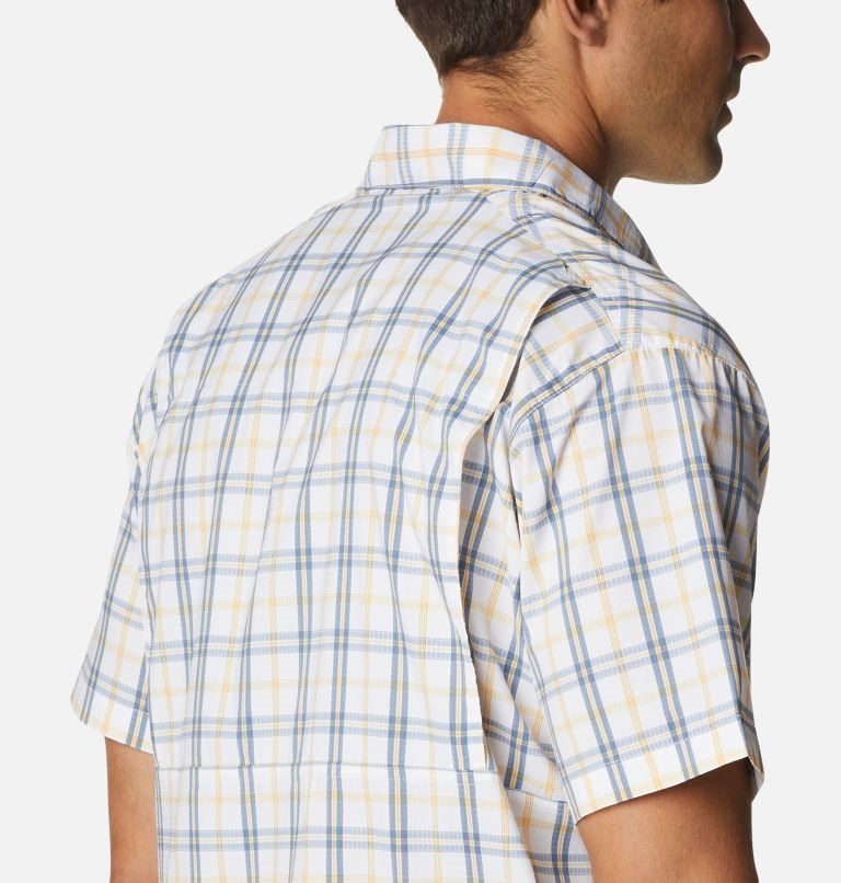 Men's Columbia Silver Ridge Lite Plaid Short Sleeve Shirts White | CA-L1A5C