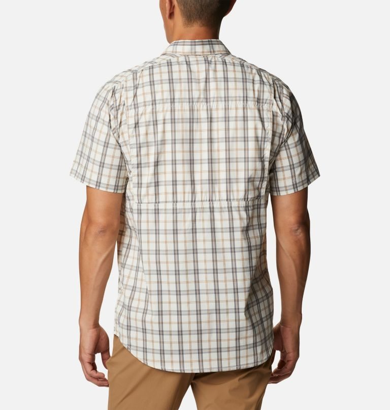Men's Columbia Silver Ridge Lite Plaid Short Sleeve Shirts Cream | CA-UAC31