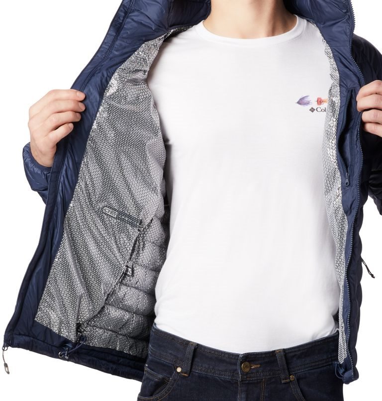 Men's Columbia Snow Country Hooded Jackets Navy | CA-I546A