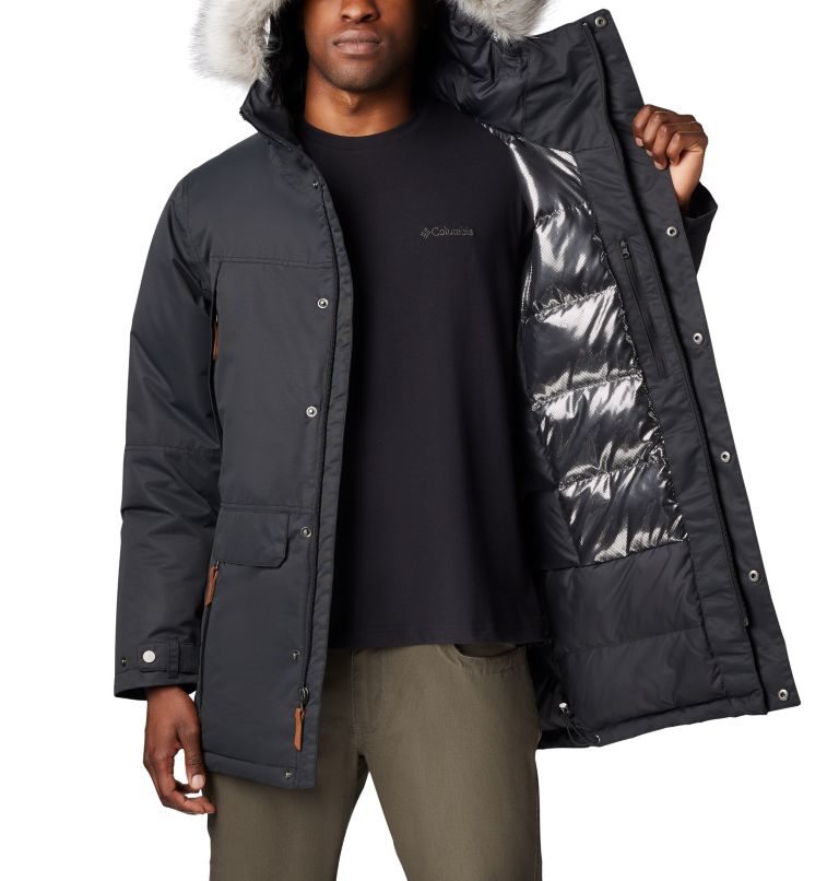 Men's Columbia South Canyon Long Down Jackets Black | CA-Y06LC