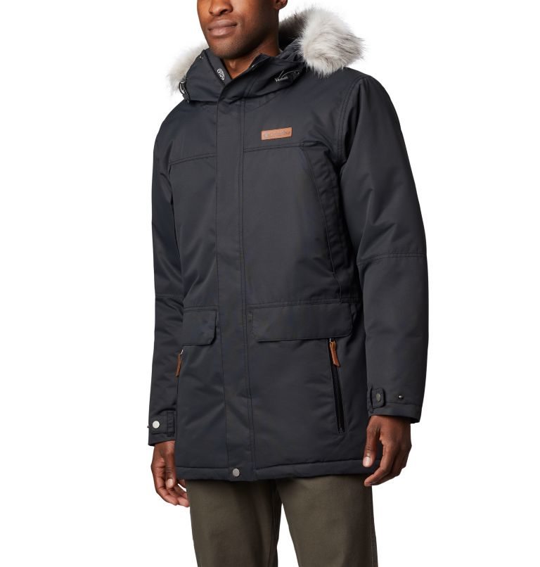 Men\'s Columbia South Canyon Long Down Jackets Black | CA-Y06LC