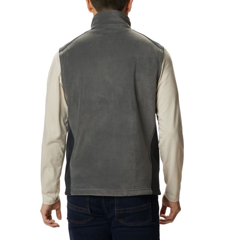 Men's Columbia Steens Mountain Fleece Vest Dark Grey | CA-J1A6L
