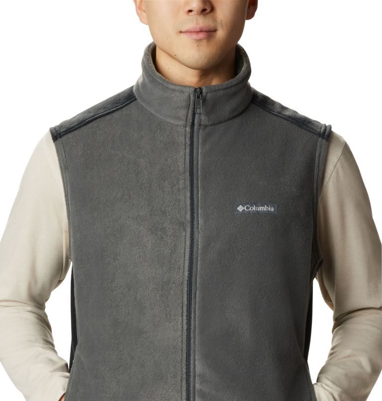 Men's Columbia Steens Mountain Fleece Vest Dark Grey | CA-J1A6L