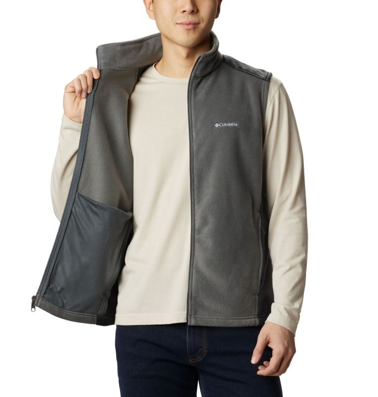 Men's Columbia Steens Mountain Fleece Vest Dark Grey | CA-J1A6L