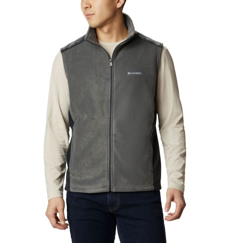 Men\'s Columbia Steens Mountain Fleece Vest Dark Grey | CA-J1A6L