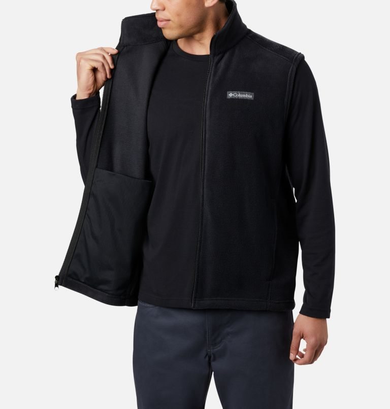 Men's Columbia Steens Mountain Fleece Vest Black | CA-MA150